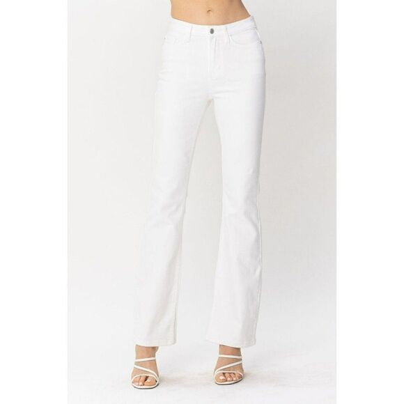 Judy Blue Pants - Judy Blue So Chic White Denim Hem Slit Bootcut Jeans Size 3-18W 88643